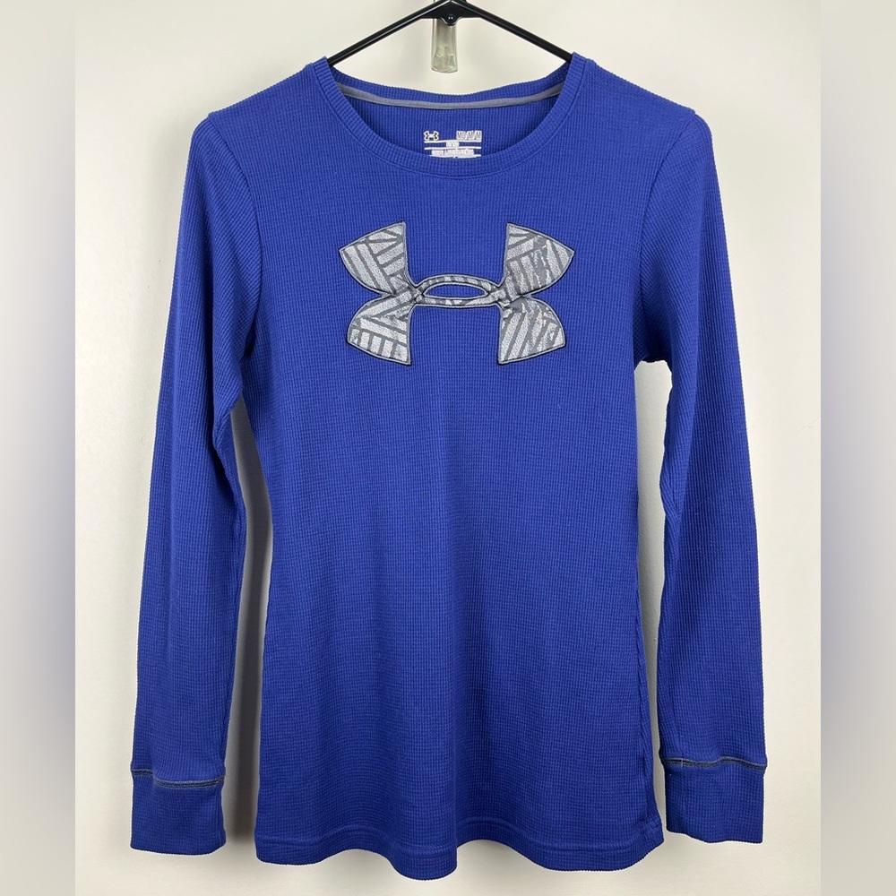 Under Armour ColdGear Waffle Knit Thermal Long Sleeve Top Blue Women’s Size M